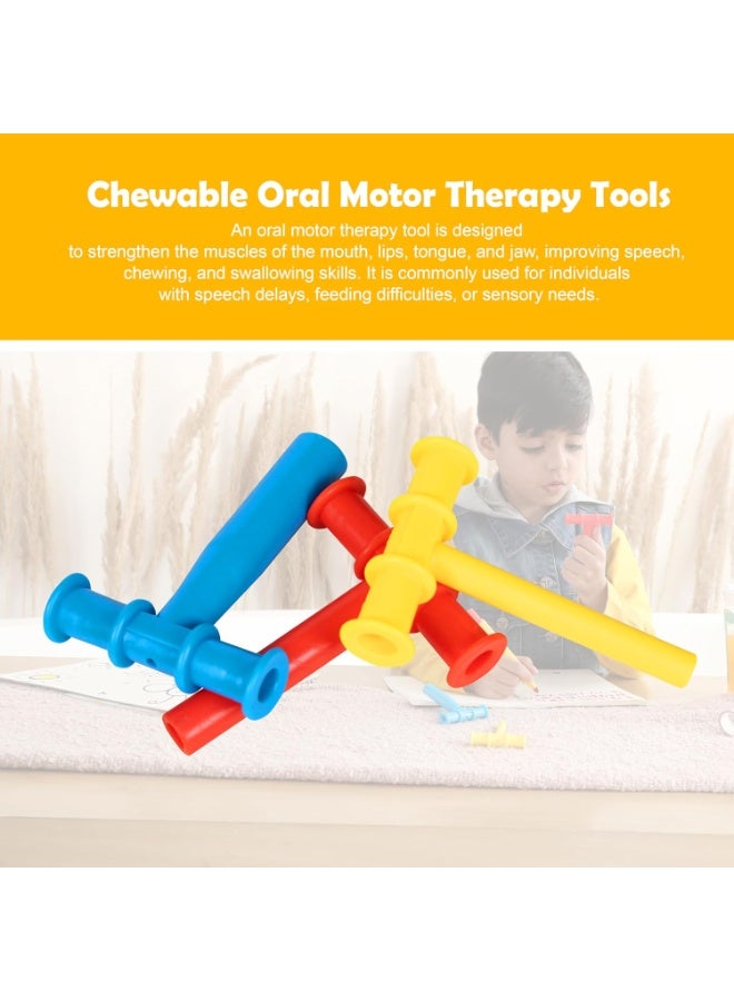 abley's Sensory Chew Tube, T-Shaped Design (Blue & Yellow) - Image 3